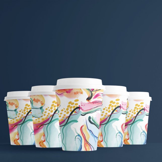 Spring organic texture with flowing wavy shapes paper cups (Creator Uploaded)