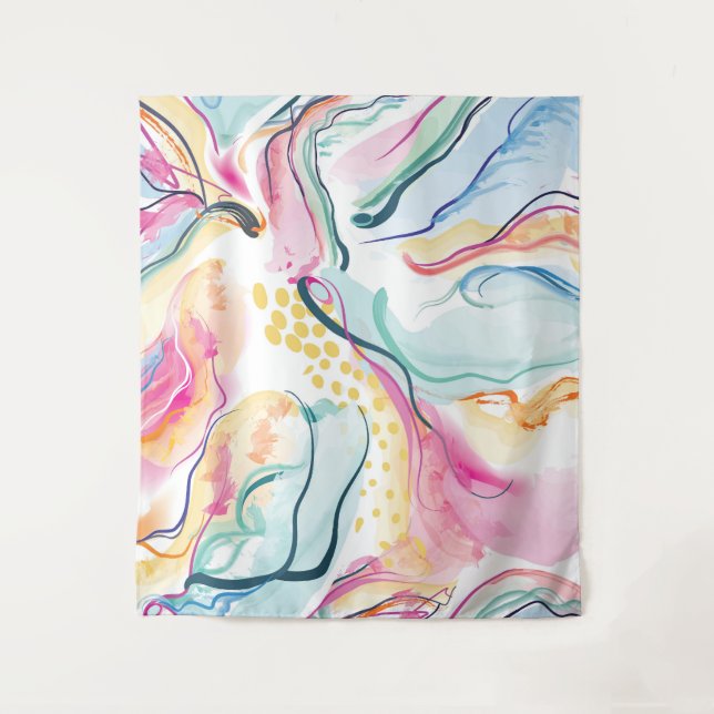 Spring organic texture with flowing wavy shapes tapestry (Front)