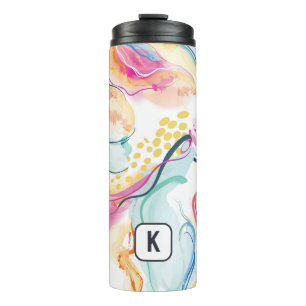 Spring organic texture with flowing wavy shapes thermal tumbler