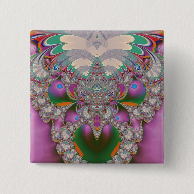 Spring Owl 2 Inch Square Button (Front)