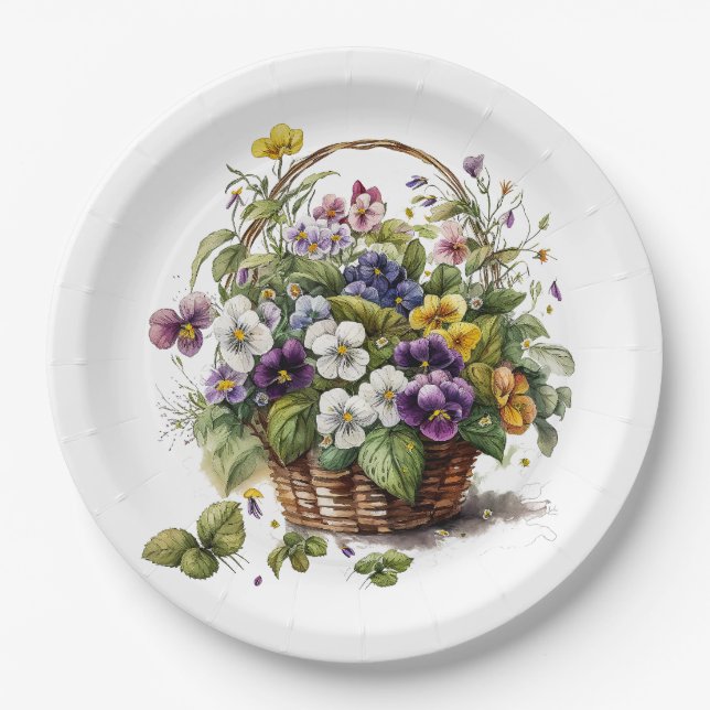Spring Pansy's  Paper Plate (Front)