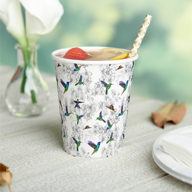 Spring Paper Cups Colourful Birds Flying in Orchid (Insitu)