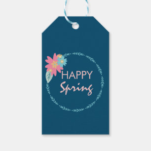 Spring Party Floral Wreath Birthday Flowers Gift Tags