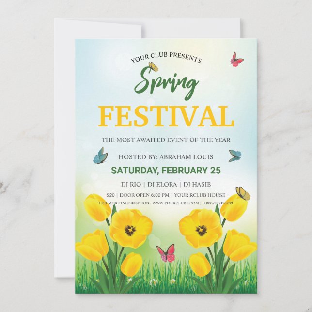Spring Party Invitation Flyer Template (Front)