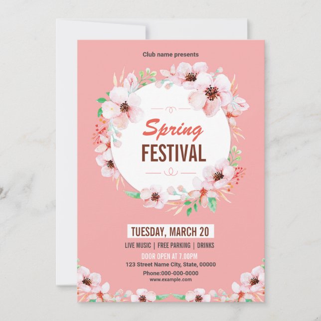 Spring Party Invitation Flyer Template (Front)