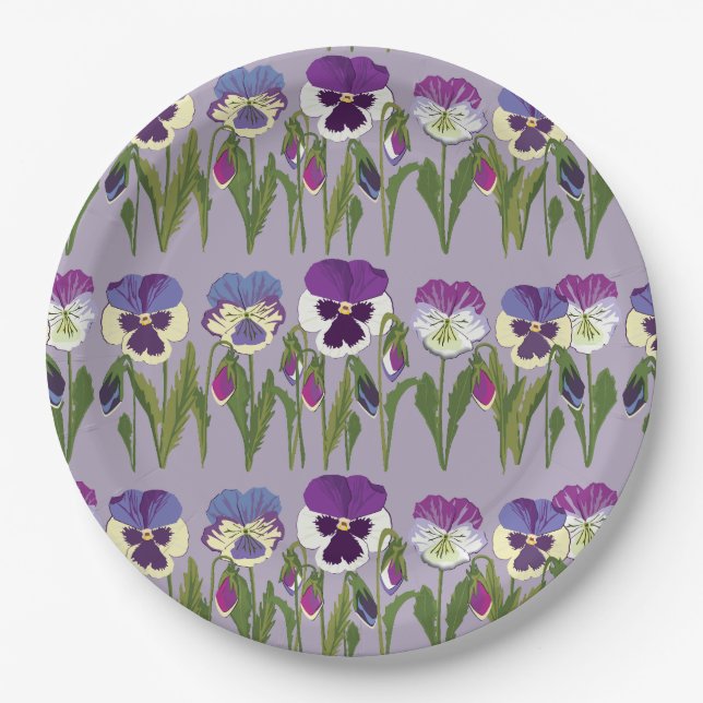 Spring party Viola Paper Plate (Front)