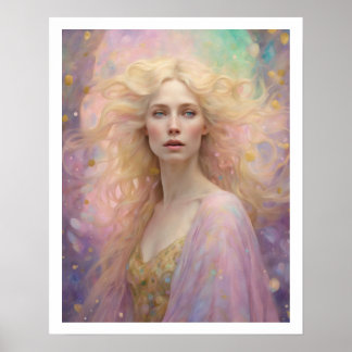Spring Pastel Art déco Femme avec cheveux blonds