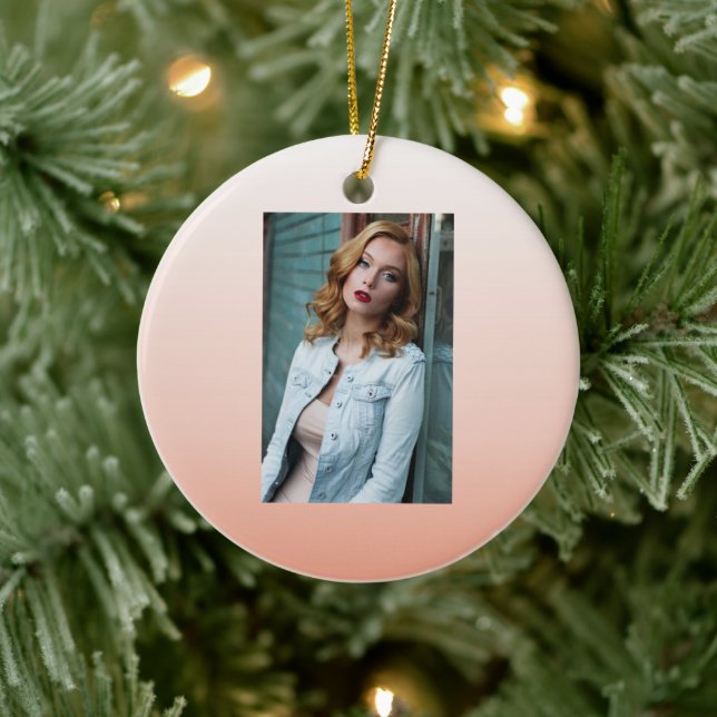 spring pastel colour blush peach ombre dusty pink ceramic ornament (Tree)