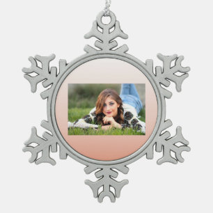 spring pastel colour blush peach ombre dusty pink snowflake pewter christmas ornament