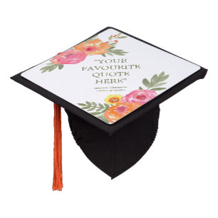Spring pastel coloured wildflowers personalised graduation cap topper