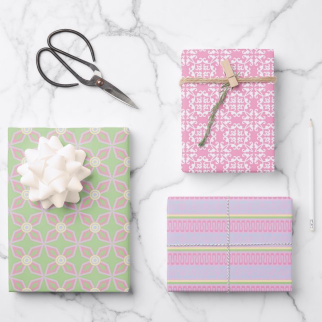 Spring Pastel Colours Patterns Easter Sweet Gift Wrapping Paper Sheet (Front)