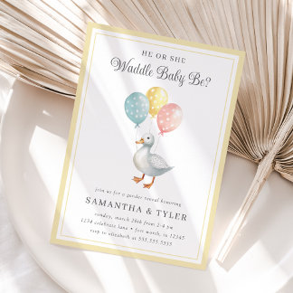 Spring Pastel Duck Gender Reveal Invitation