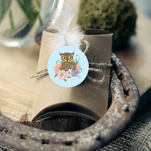 Spring Pastel Flowers Owl Classic Round Sticker