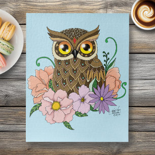 Spring Pastel Flowers Owl Jigsaw Puzzle