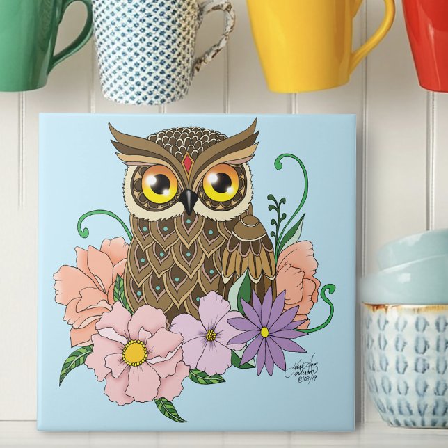 Spring Pastel Flowers Owl Tile (Creator Uploaded)