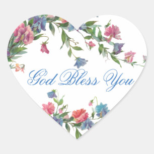 Spring Pastel Flowers Religious Heart Sticker