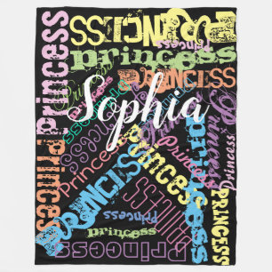 Spring Pastel Name Collage Fleece Blanket