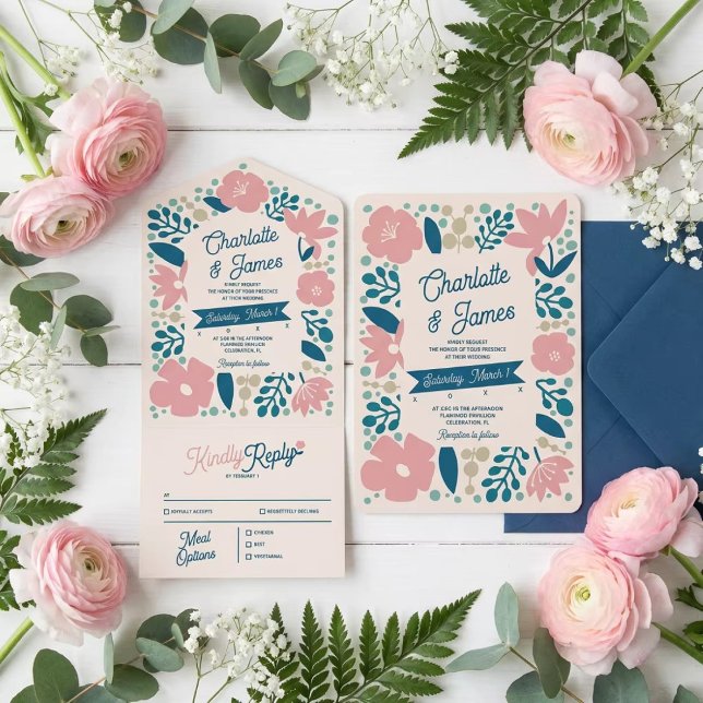 Spring Pastel Petals All in One Wedding Invite (Creator Uploaded)
