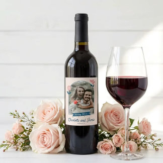 Spring Pastel Petals Save the Date Wine Label