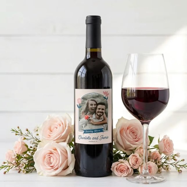 Spring Pastel Petals Save the Date Wine Label (Creator Uploaded)