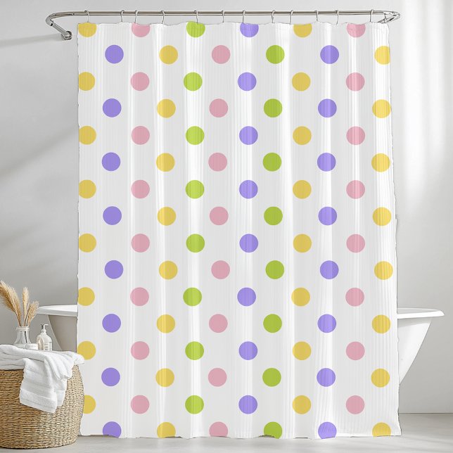 Spring Pastel Polka Dot Pattern (Spring Pastel Polka Dot Pattern Shower Curtain)
