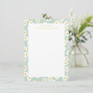 Spring Pastel Sage Daisies Personalized Desk Name Card
