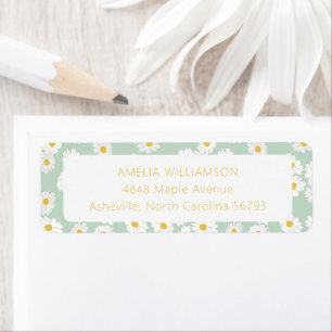 Spring Pastel Sage Green Daisies Adresse de retour
