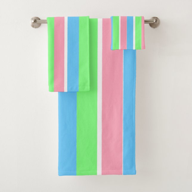 Spring Pastel Stripes  Bath Towel Set (Insitu)