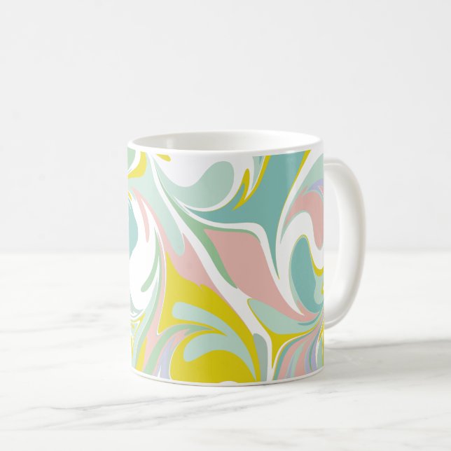 Spring Pastel Swirls | Abstract Marbling Design Coffee Mug (Front Right)