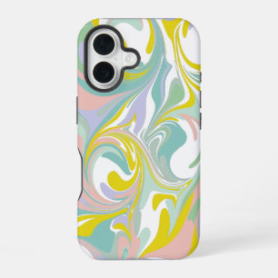 Spring Pastel Swirls   Abstract Marbling Design iPhone 16 Case