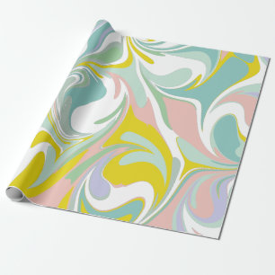 Spring Pastel Swirls   Abstract Marbling Design Wrapping Paper
