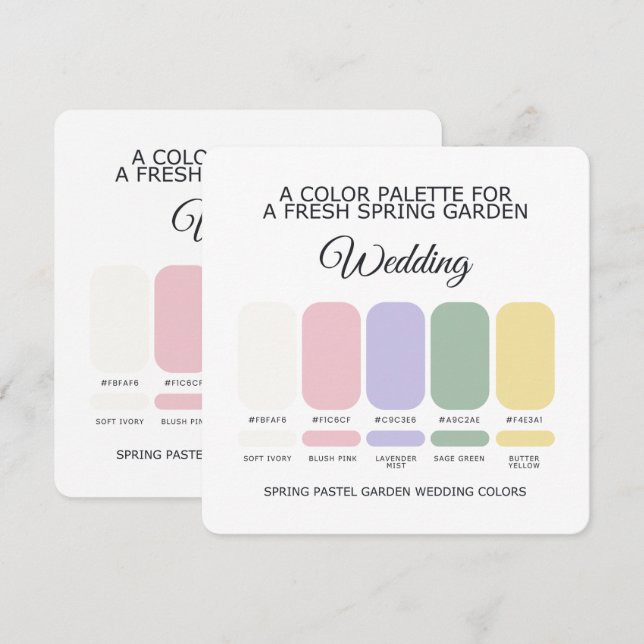 Spring Pastel Wedding Colour Palette Card (Front/Back)