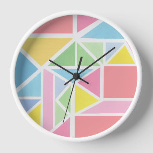 Spring Pastels Geometric Print Clock