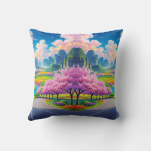 "Spring Pathway Escape – Scenic Window  Throw Pillow