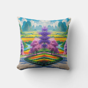 "Spring Pathway Escape – Scenic Window  Throw Pillow