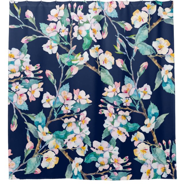 Spring pattern. Flowering branches. Watercolor. Vi (Front)