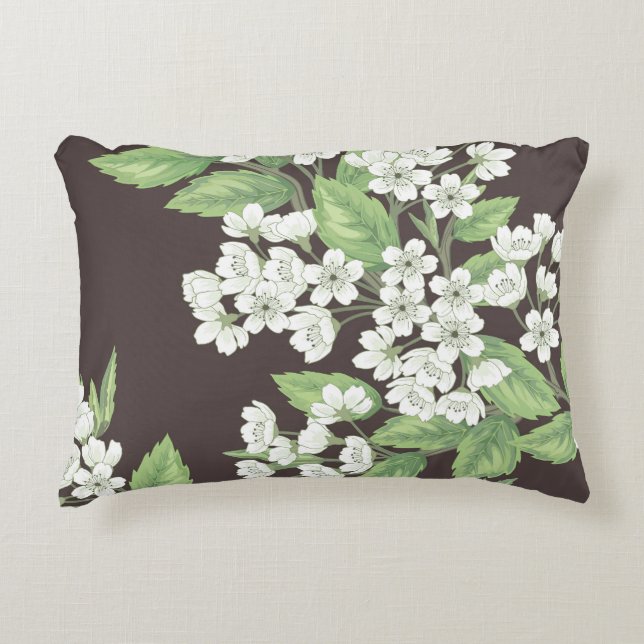 Spring pattern, green branches seamless. accent pillow (Front)