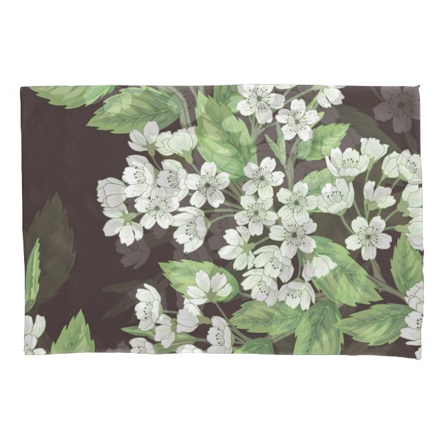 Spring pattern, green branches seamless. pillowcase (Front)