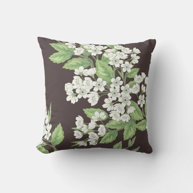 Spring pattern, green branches seamless. throw pillow (Front)