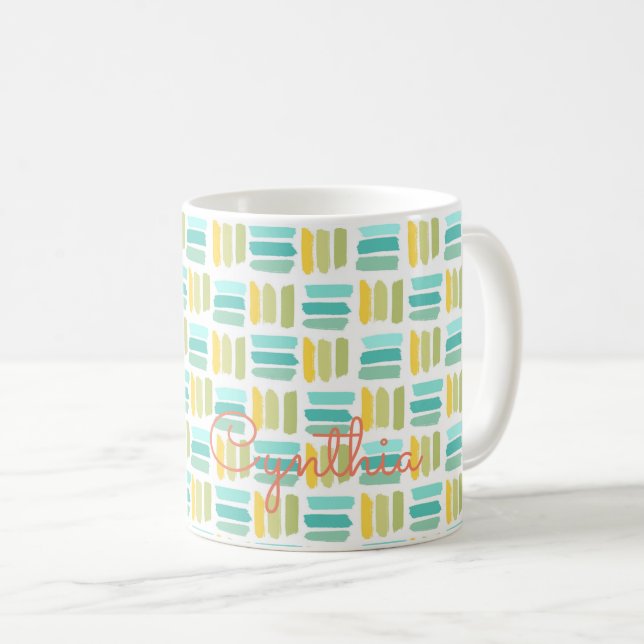 Spring Pattern Summer Colourful NAME Artisan Fun Coffee Mug (Front Right)