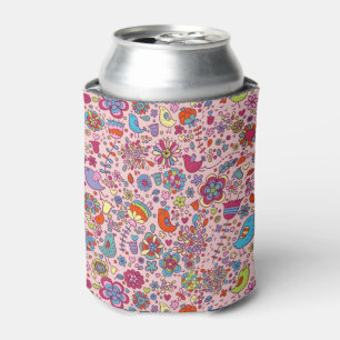 Spring pattern with colourful flowers can cooler