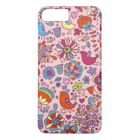 Spring pattern with colourful flowers