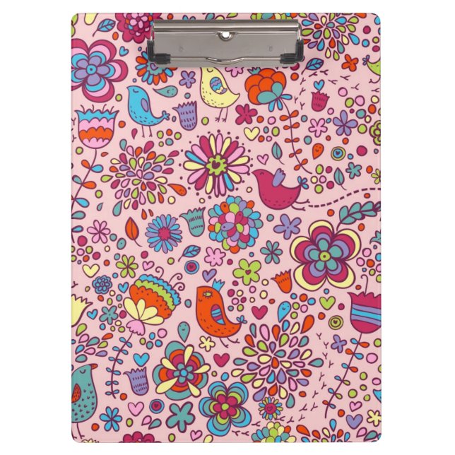 Spring pattern with colourful flowers clipboard (Front)