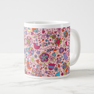 Spring pattern with colourful flowers large coffee mug