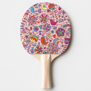 Spring pattern with colourful flowers ping pong paddle
