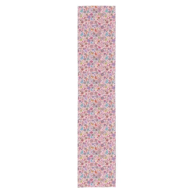 Spring pattern with colourful flowers short table runner (Front)