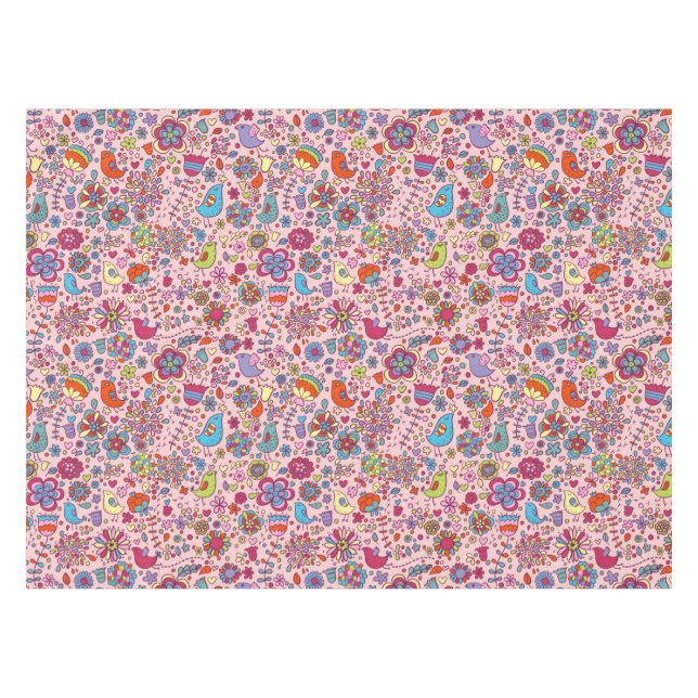 Spring pattern with colourful flowers tablecloth (Front (Horizontal))