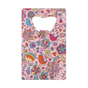 Spring pattern with colourful flowers wallet bottle opener