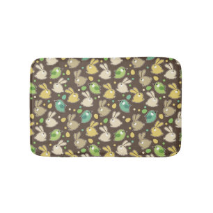 spring pattern with easter eggs,birds bath mat