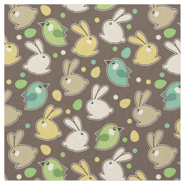 spring pattern with easter eggs,birds fabric (Close Up)